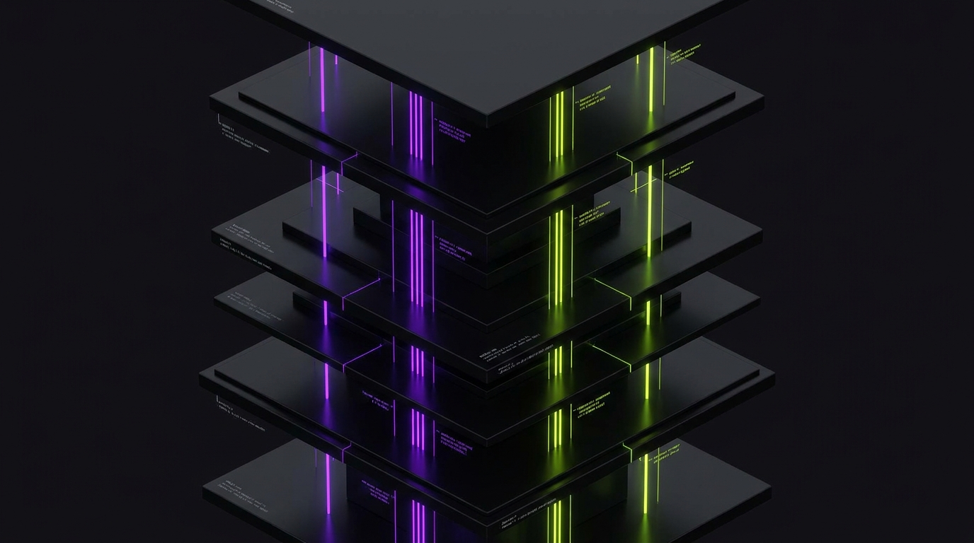 Layered architecture diagram showing foundational layers stacking upward